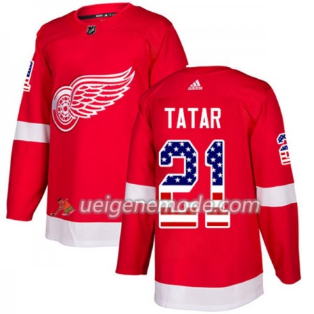 Herren Eishockey Detroit Red Wings Trikot Tomas Tatar 21 Adidas 2017-2018 Rot USA Flag Fashion Authentic